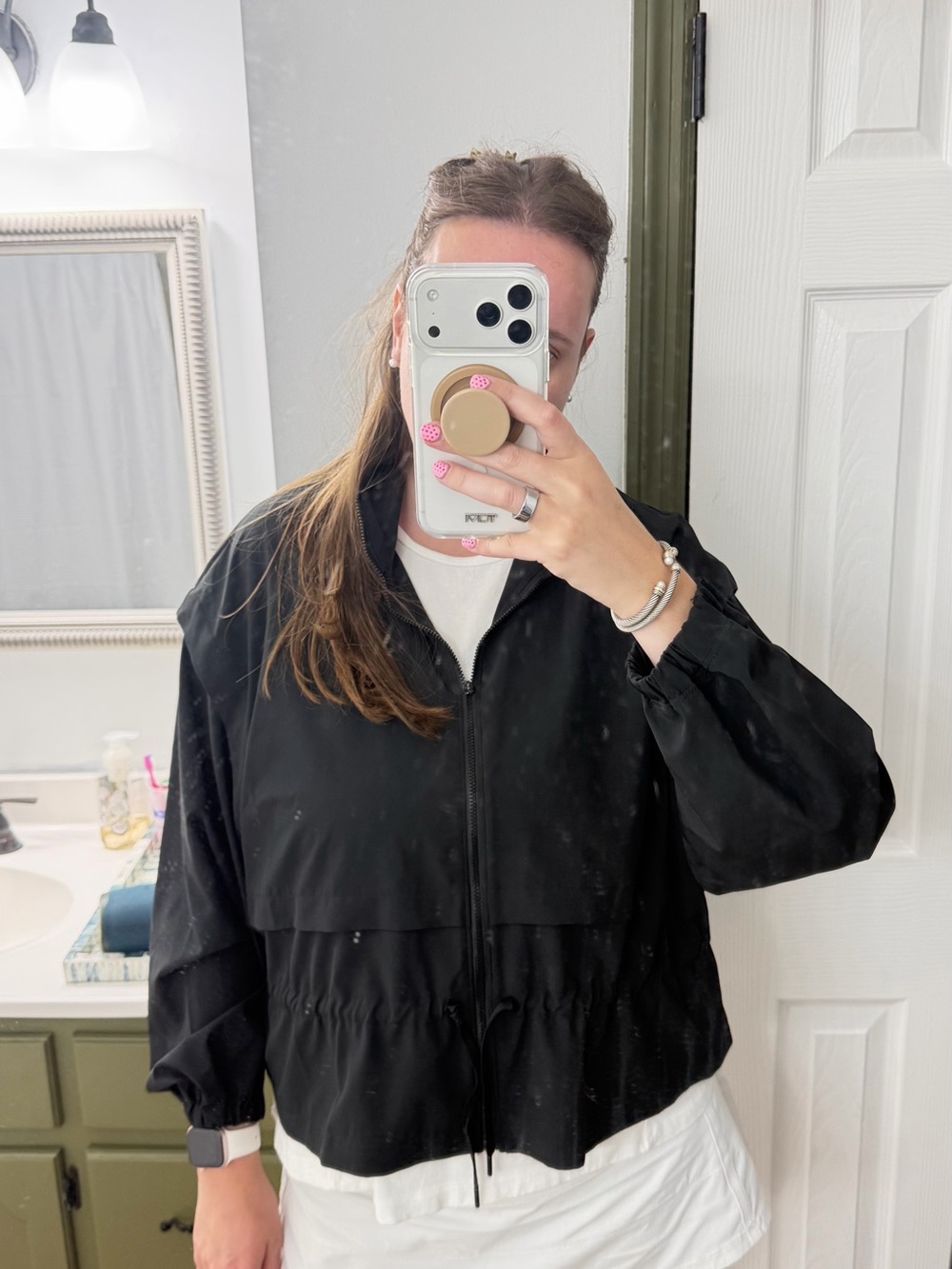 CALIA by Carrie Underwood Black Lightweight Zip-Front Trench Jacket